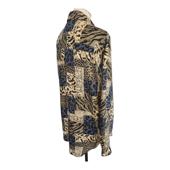Vintage K. Arnold 100% Silk Animal Print Button-Up Shirt – Size M, Safari Jungle - Picture 4 of 9